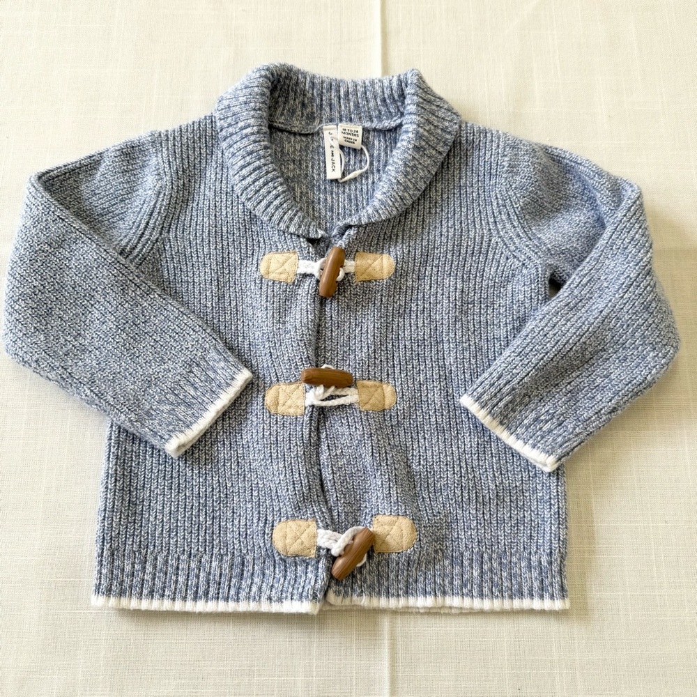 Janie + Jack Blue Toggle Cardigan Sweater 18-24 Months - Picture 5 of 6